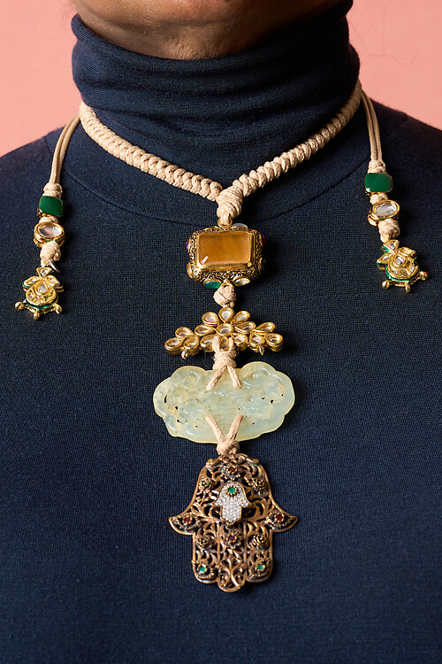 Hamsa Cloud Jade Necklace