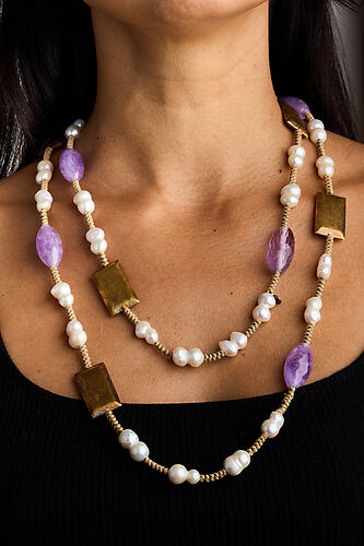 Pearls Please Long Amethyst Necklace